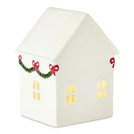 Winter Village Christmas Decorations Indoor, 7 Inch White LED Light-Up Resin House for Tabletop Holiday Decor Christmas Home Decor | Walmart (US)