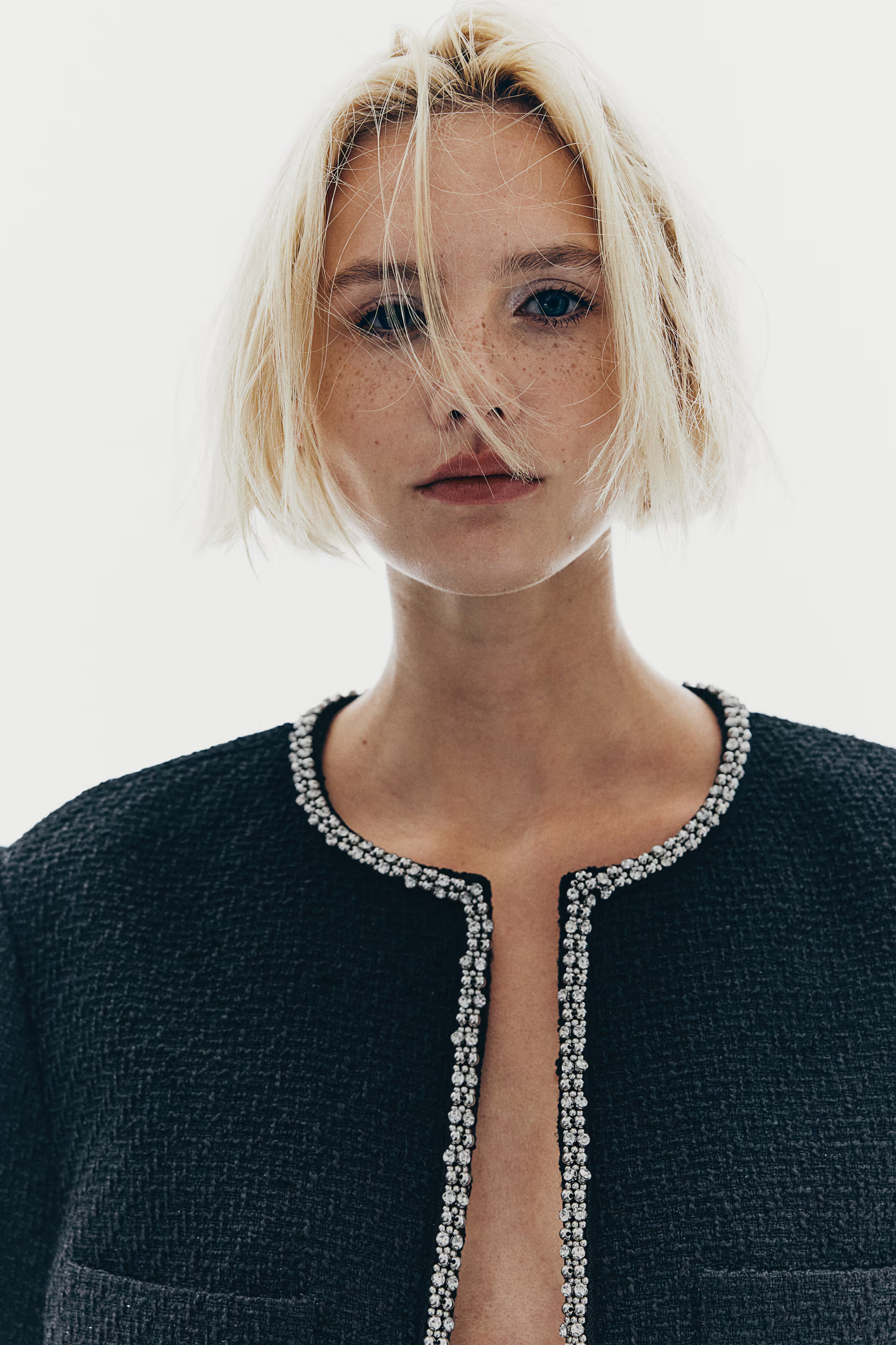 Rhinestone-Embellished Bouclé Jacket | H&M (US + CA)