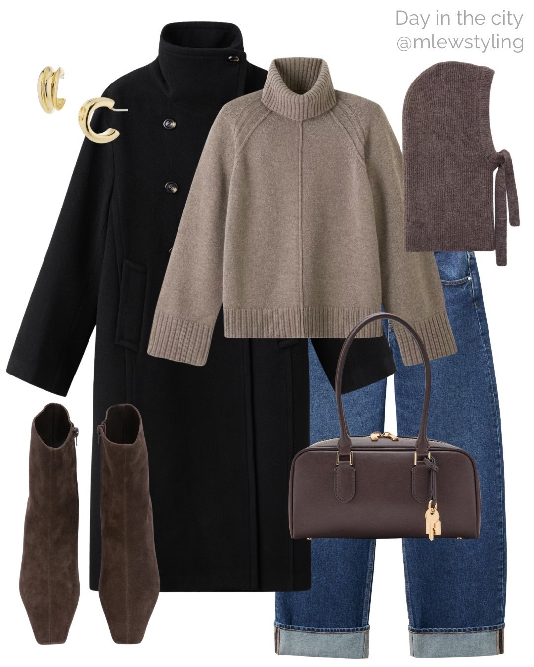 Winter outfit for a day in the city 🤎

Tags: capsule wardrobe, merino sweater, mango wool coat, cuffed denim, ballon jeans, espresso brown charm bag, suede boots, new in Zara balaclava, Jenny bird earrings

#LTKFindsUnder100 #LTKootd #LTKSeasonal