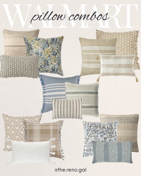 Beautiful and affordable throw pillow combos from Walmart! 

Living room inspo and bedroom inspo!

Pillow combos, pillow combinations, Neutral pillow, pillow cover, striped pillow, plaid pillow, accent pillow with tassels, gray pillow, tan pillow, beige pillow, blue pillow, cream pillow, floral pillow, floral block pillow, neutral home decor

#walmartfinds #walmarthome


#LTKFindsUnder50 #LTKFindsUnder100 #LTKHome