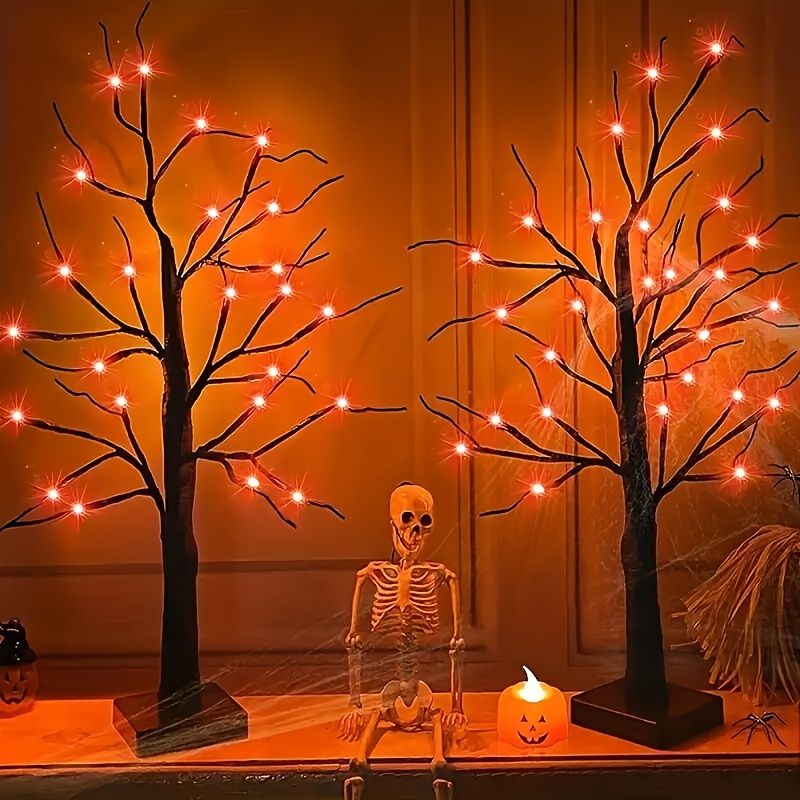 Orange Purple Lighted Halloween Birch Tree Light Timer 24 - Temu | Temu Affiliate Program