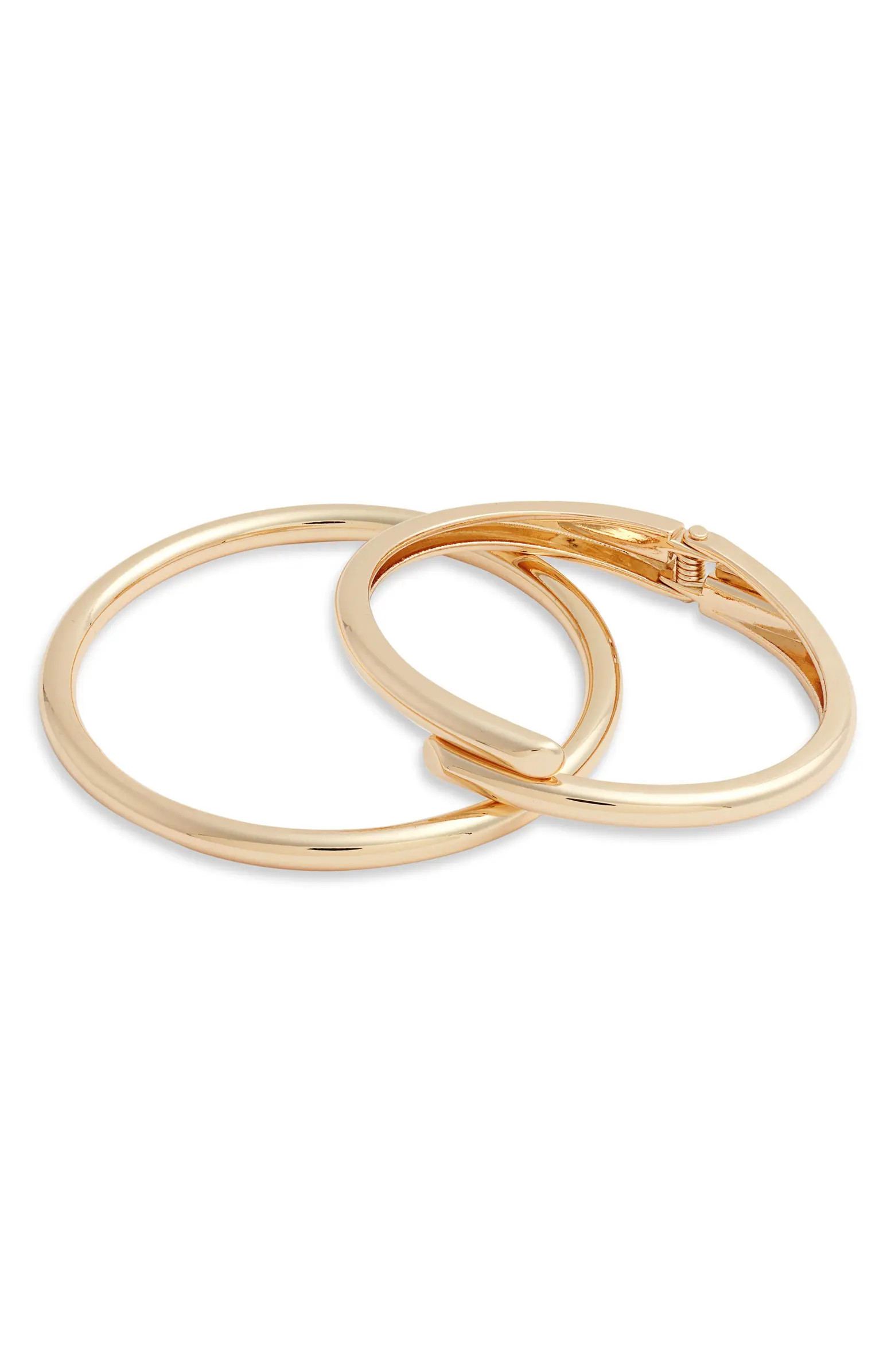 Open Edit Set of 2 Bangle & Hinged Bypass Bracelets | Nordstrom | Nordstrom