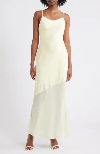 Rare London Mixed Media Satin & Chiffon Slipdress | Nordstrom | Nordstrom