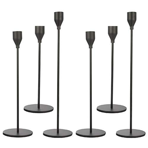 Anndason Set of 6 Black Taper Candle Holders Decorative Candlestick Holder for Home Decor, Wedding, Dinning, Party, Anniversary (Black) | Amazon (US)
