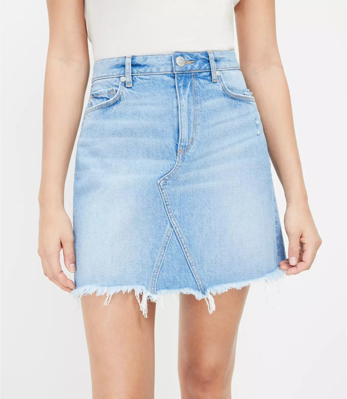 Frayed Denim Shift Skirt | LOFT