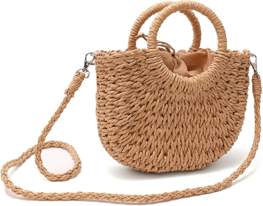 cuiab, Handwoven Straw Shoulder Bag Woven Straw Bag Summer Beach Handbag | Amazon (US)