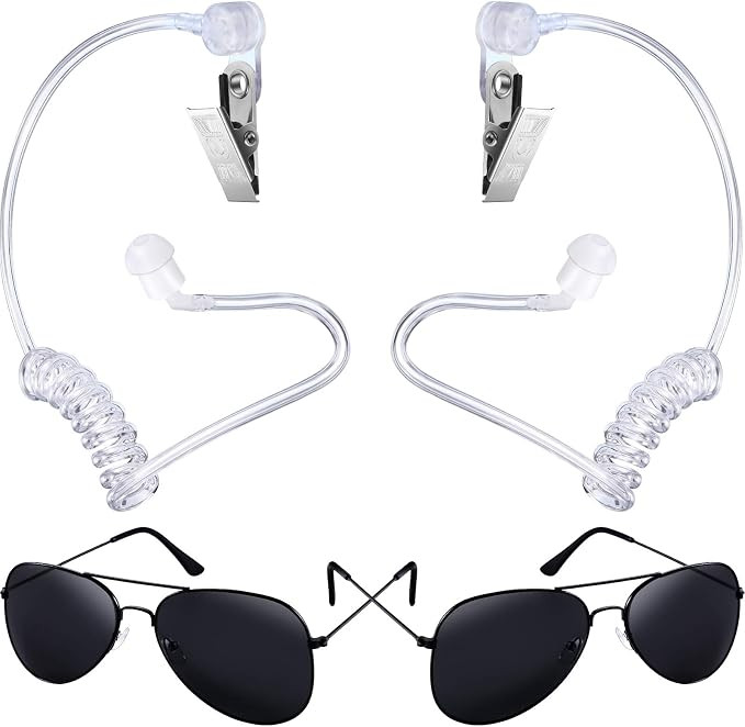 4 Pieces Secret Service Costume Cosplay Set Security Earpiece Earplugs Acoustic Tube Ring Bearer ... | Amazon (US)
