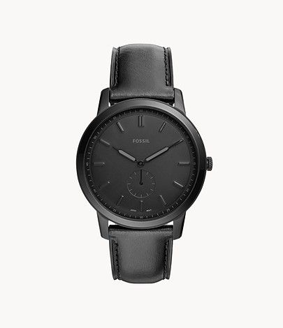 The Minimalist Two-Hand Black Leather Watch | Fossil (US)