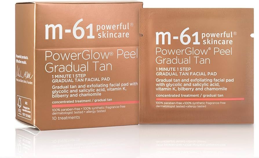 M-61 PowerGlow® Peel Gradual Tan- 10 Treatments- 1-minute, 1-step exfoliating and gradual tan gl... | Amazon (US)