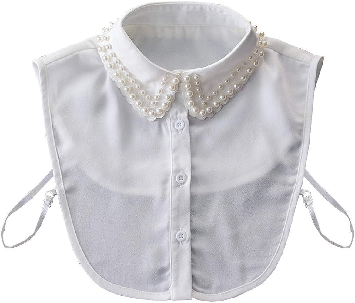Joyci Diamond Pearl False Collar Peterpan Fake Collar Half Shirt Dickey (B White) | Amazon (US)