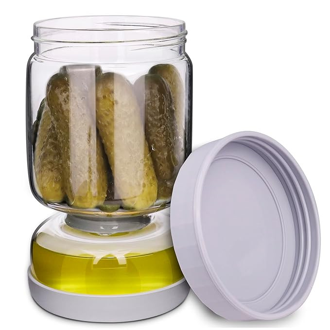 Pickle and Olive Hourglass Jar with Strainer Flip for Pickle Juice Separator from Wet and Dry, Up... | Amazon (US)