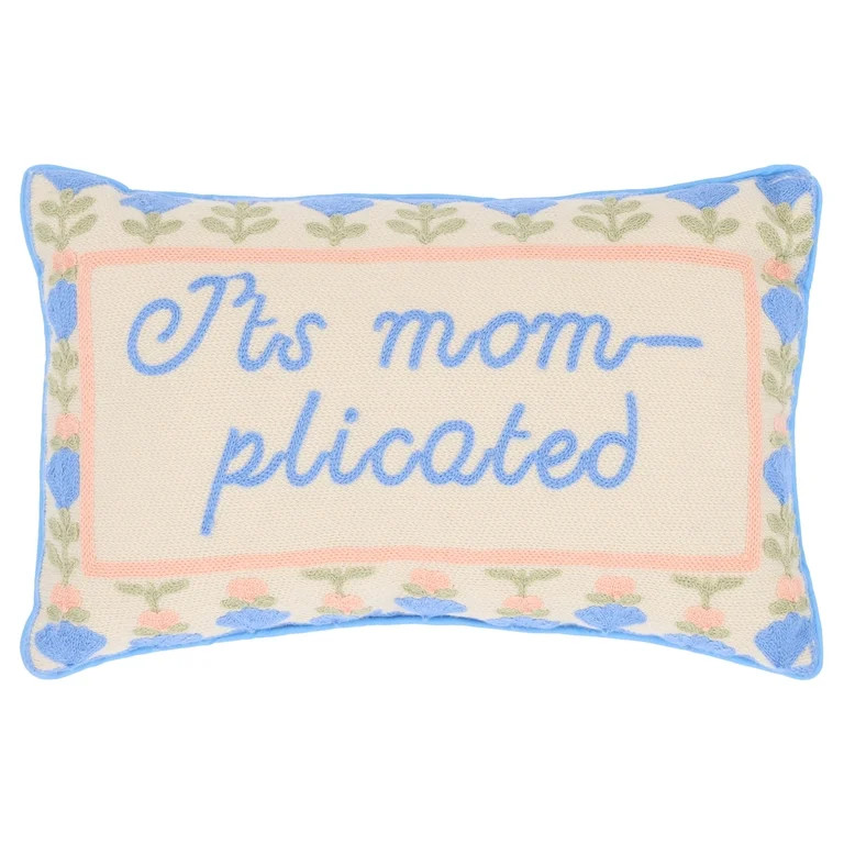 It's Mom-Plicated Decorative Lumbar Pillow, Blue and Pink, 14" x 9", Mother's Day by Way To Celeb... | Walmart (US)