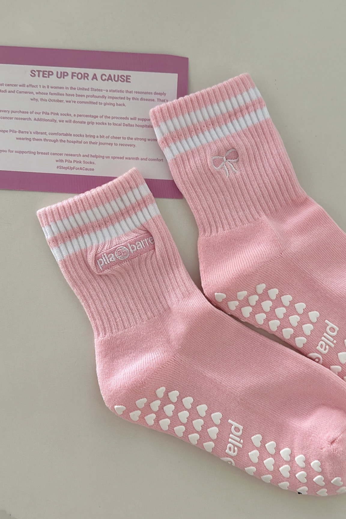 Breast cancer will affect 1 in 8 women in the United States—a statistic that resonates deeply with Madi and Cameron, whose families have been profoundly impacted by this disease. That’s why, this October, we’re committed to giving back.
With every purchase of our Pila Pink socks, a percentage of the proceeds will support breast cancer research. Additionally, we will donate grip socks to local Dallas hospitals.
We hope Pila-Barre’s vibrant, comfortable socks bring a bit of cheer to the strong women wearing them through the hospital on their journey to recovery.
Thank you for supporting breast cancer research and helping us spread warmth and comfort with Pila Pink Socks.
Pila-Barre grip socks are designed to be one-size fits most and are perfect for Barre, Pilates, or Lagree! This design is in our updated sizing to better fit a W5-11!

#LTKActive #LTKFitness #LTKSeasonal