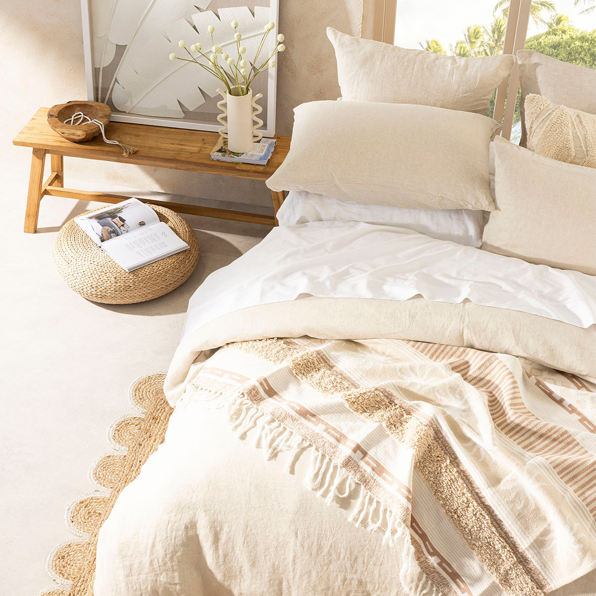 Washed Linen Stone Quilt Cover Set [MUSBLINEN20E] | Pillow Talk AU