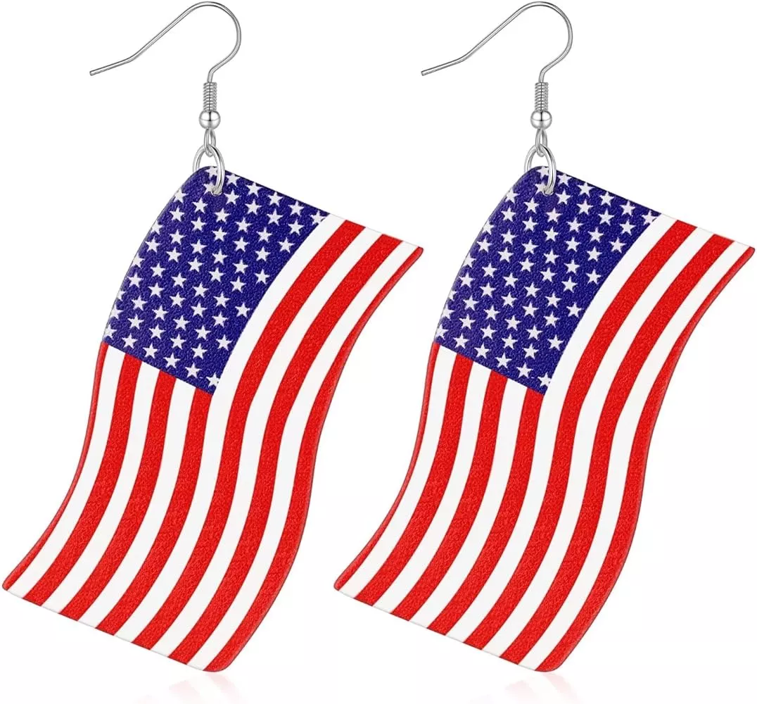 Turandoss American Flag Earrings for Women Girls, 4th of July Red White Blue USA Earring Patrioti... | Amazon (US)