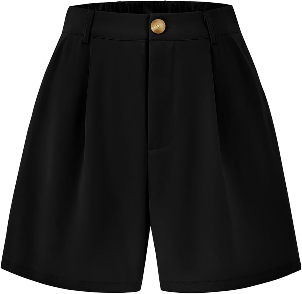 KIRUNDO Shorts for Women Dressy Casual Summer Elastic Waist in The Back Pleated Wide Leg Tailored... | Amazon (US)