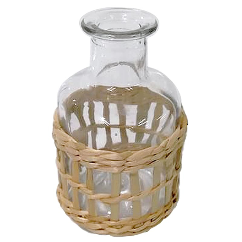 Glass Rattan Bottle, 5" | At Home