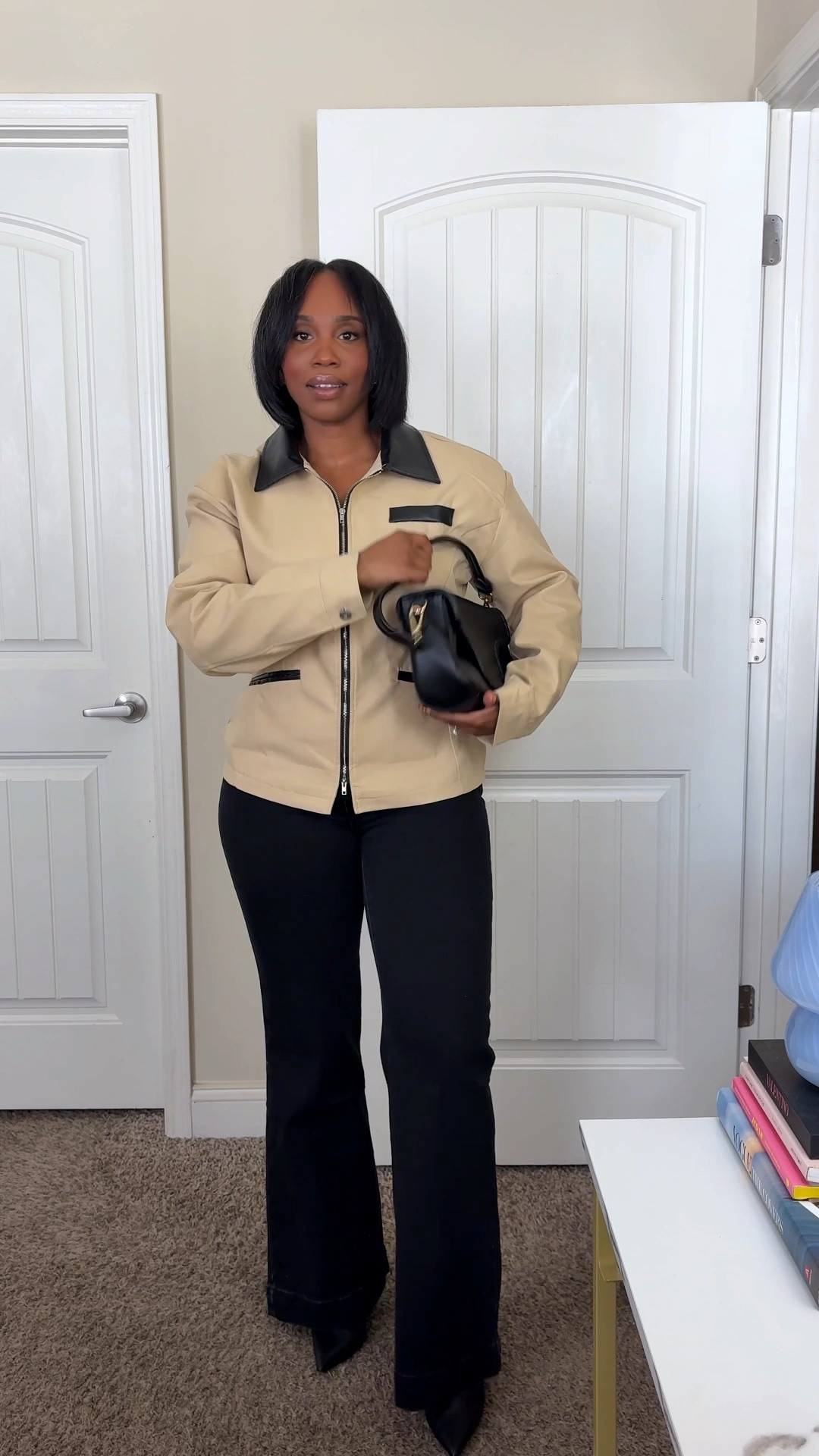 Spring date night outfit featuring this beautiful cinched waist jacket. I’m wearing a size Large. #datenightoutfit #springoutfits 