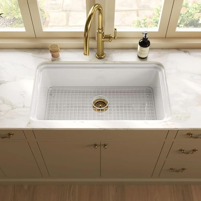 Kohler K-36254 Audrine by Studio McGee 33" Undermount Single Basin Fireclay Kitchen Sink with Bas... | Amazon (US)