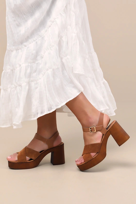 Paloma Brown Suede Leather Platform High Heel Sandals | Lulus