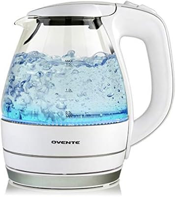 Ovente Portable Electric Glass Kettle 1.5 Liter with Blue LED Light and Stainless Steel Base, Fas... | Amazon (US)