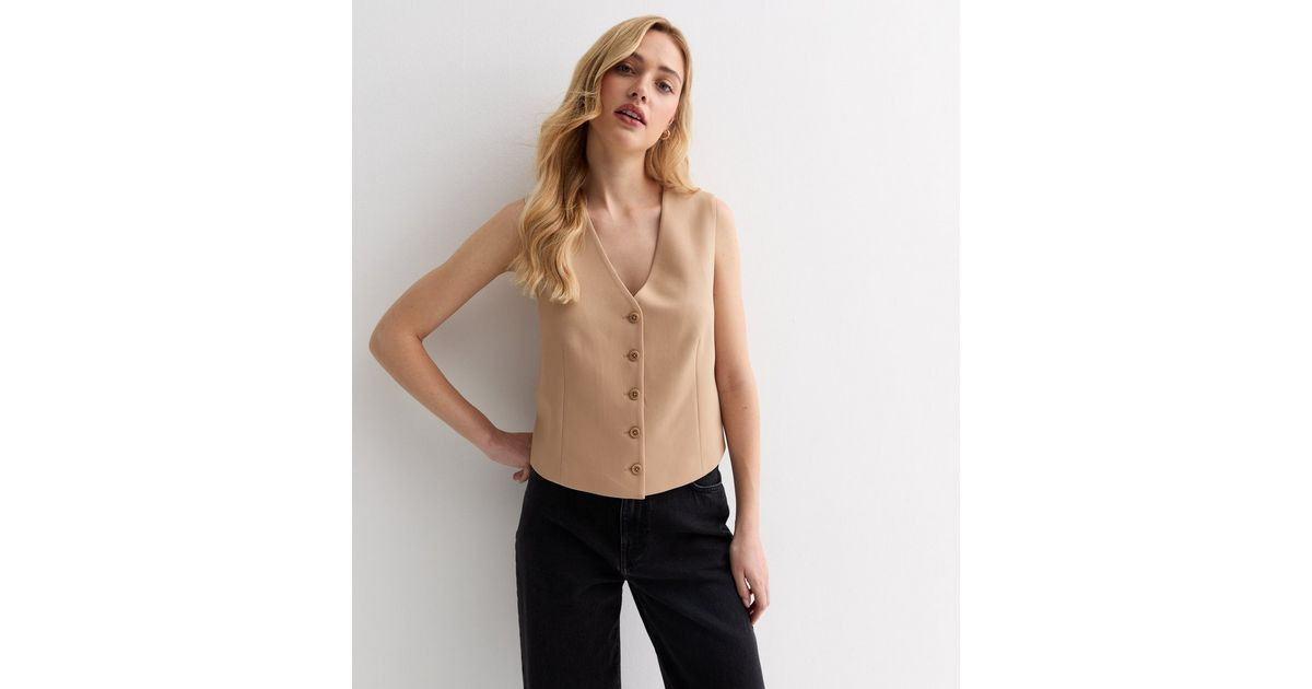 Stone Button Front Waistcoat | New Look | New Look (UK)