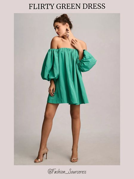 Green off the shoulder mini dress. 

Flirty dresses | date night dress | date night outfits | party outfits | girly dresses | vacation dress | casual wedding guest dress | green dresses | gold heels | party outfit | night out outfit | dresses for girls night out | cocktail dress | casual dresses | casual cocktail dresses 

#LTKFindsUnder100 #LTKSeasonal #LTKParties