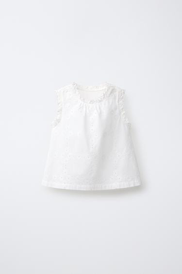 LACE TRIM EMBROIDERED BLOUSE | Zara UK