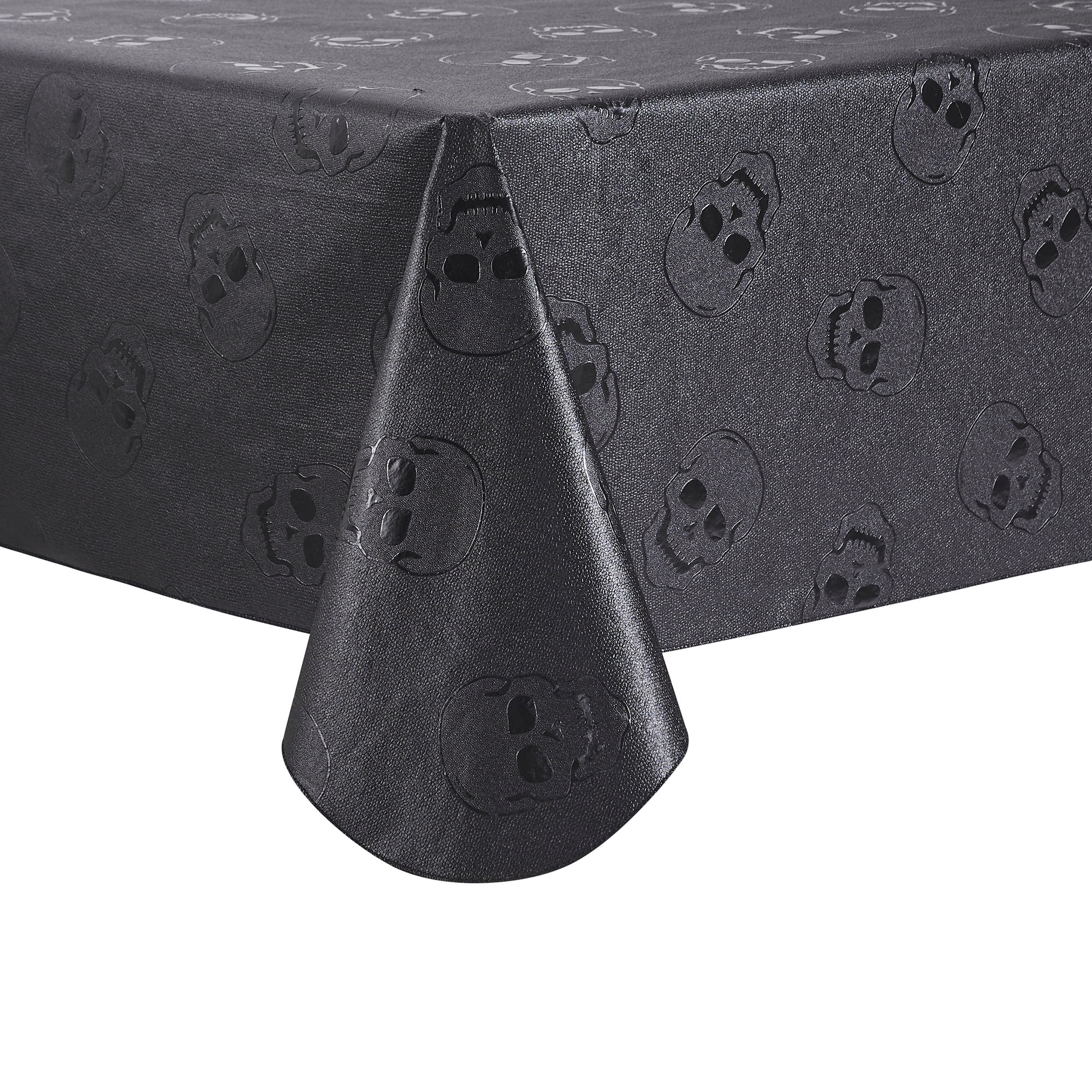 Way To Celebrate Halloween Spooky Skull Peva Tablecloth, Gothic Décor 60" x 102"- Black | Walmart (US)