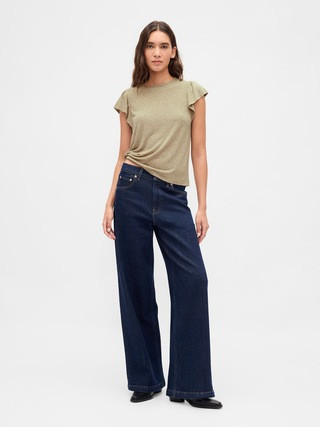 Linen-Blend Flutter-Sleeve T-Shirt | Gap (US)