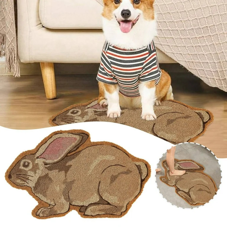 Easter Bunny Shaped Natural Coir Doormat Cute Rabbit Welcome Floor Mat Non- Entrance Door Rugs fo... | Walmart (US)