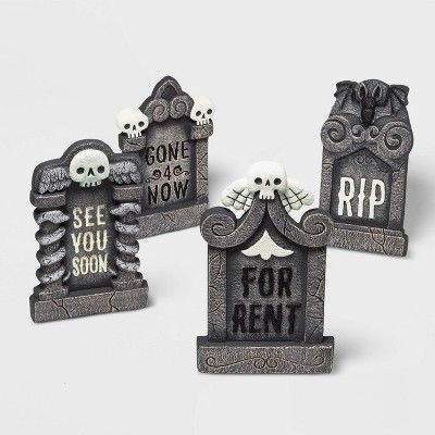 4pk Foam Gray and White Tombstone Halloween Decorative Prop - Hyde &#38; EEK! Boutique&#8482; | Target