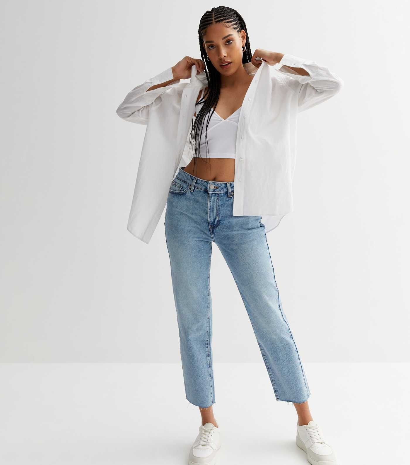 Pale Blue Ankle Grazing Hannah Straight Leg Jeans
						
						Add to Saved Items
						Remove fr... | New Look (UK)