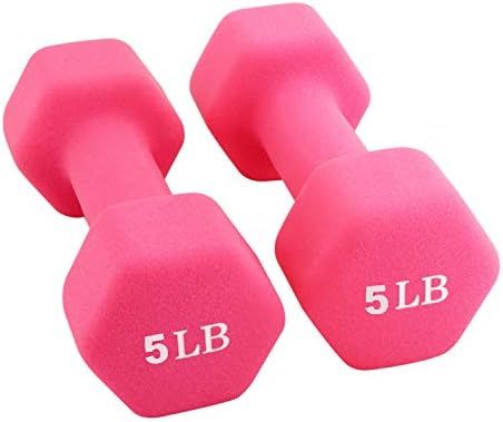 Portzon Set of 2 Neoprene Dumbbell Hand Weights, Anti-Slip, Anti-roll, Hex Shape Colorful | Amazon (US)