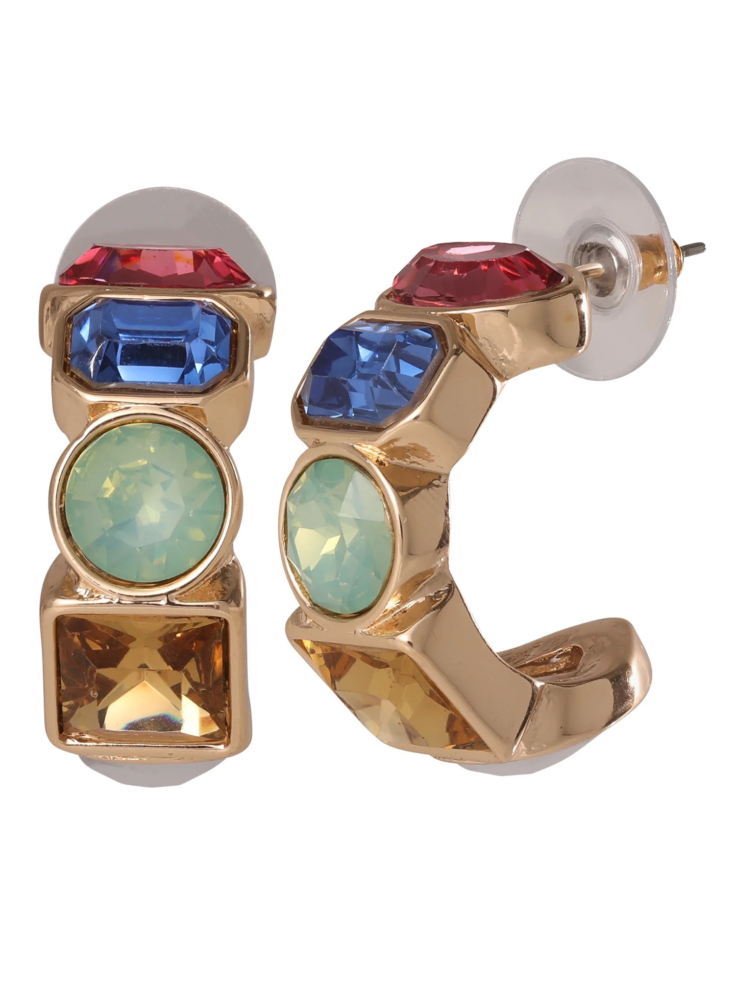 Jessica Simpson Multi Color Stone Half Hoop Earrings | Walmart (US)