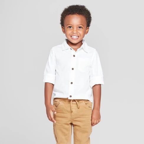 Toddler Boys' Long Sleeve Oxford Button-Down Shirt - Cat & Jack™ White | Target