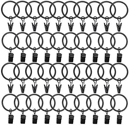 Datttcc 40 Pack Metal Curtain Rings with Clips Black Decorative Drapery Rustproof Vintage 1.26 In... | Amazon (US)