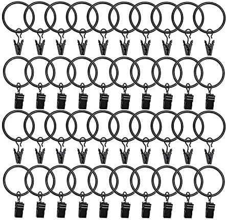 Datttcc 40 Pack Metal Curtain Rings with Clips Black Decorative Drapery Rustproof Vintage 1.26 In... | Amazon (US)