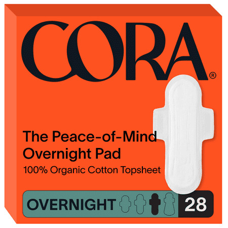 Cora Organic Ultra Thin Overnight Period Pads, 28 Count | Walmart (US)