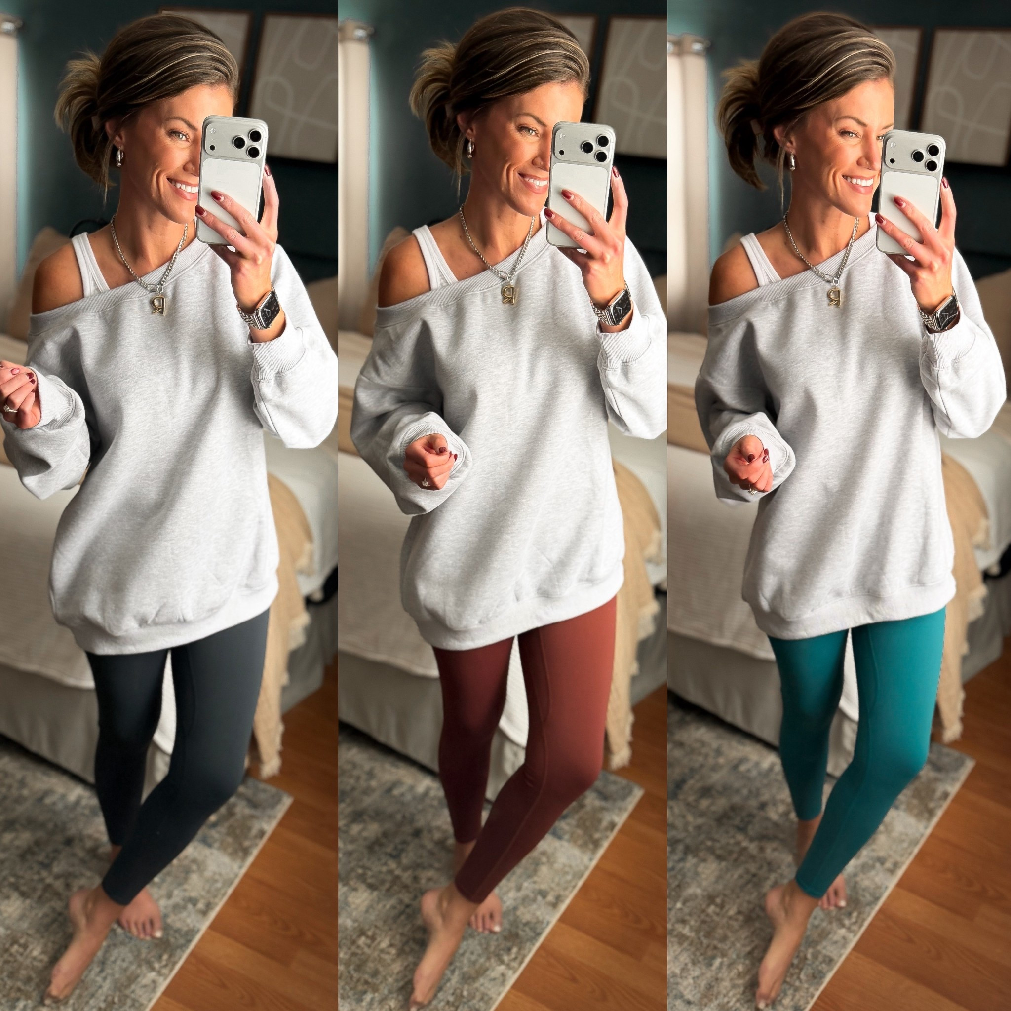 My all time favorite Amazon leggings. I love the buttery soft material, they stay in place, and they smooth any lumps and bumps. Also linked my go to underwear when wearing leggings  
Wearing medium in all pieces. 

#LTKActive #LTKmomlife #LTKSeasonal