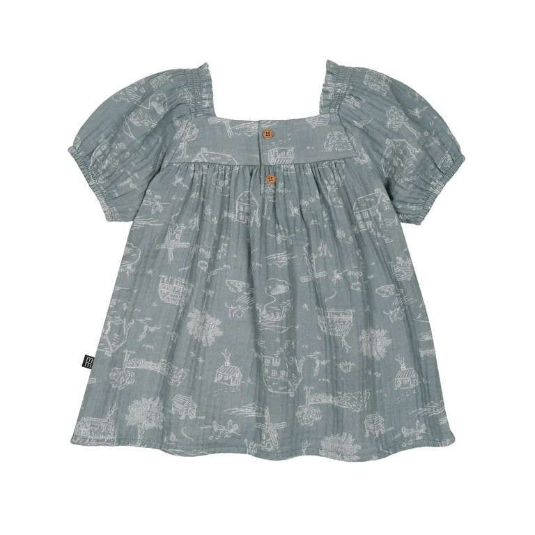 Modern Moments by Gerber Baby Girl Puff Sleeve Dress and Diaper Cover, Sizes 0/3 Months - 24 Mont... | Walmart (US)