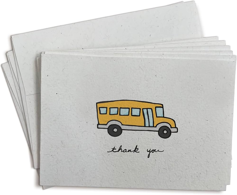 School Bus Thank You Cards - 24 Greeting Cards with Envelopes - School Thank You Notecards For Te... | Amazon (US)
