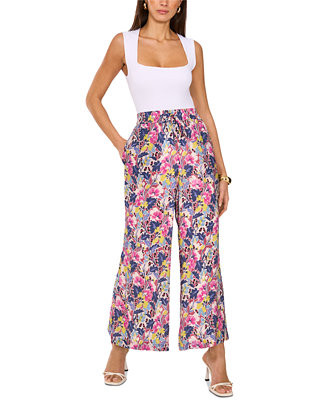 Vince Camuto Women's Floral-Print Mid-Rise Wide-Leg Pants - Macy's | Macy's