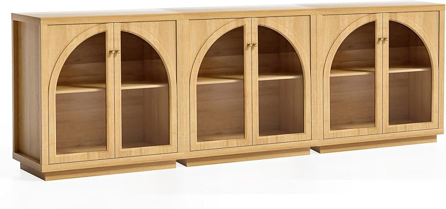 Modern Storage Cabinet Set of 3, Arched Cabinet with Adjustable Shelves, Sideboard Buffet Accent ... | Amazon (US)
