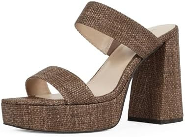 Modatope Platform Heels for Women Square Open Toe Chunky Heel Platform Sandals Two Strap Slip On ... | Amazon (US)