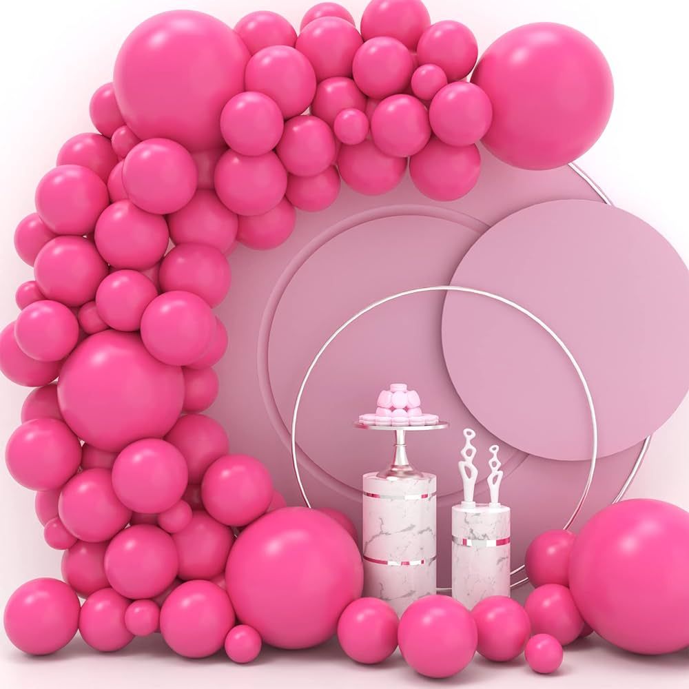 JOYYPOP Hot Pink Balloons 110 Pcs Hot Pink Balloon Garland Kit 5 inch+10 inch+12 inch+18 inch Pin... | Amazon (US)