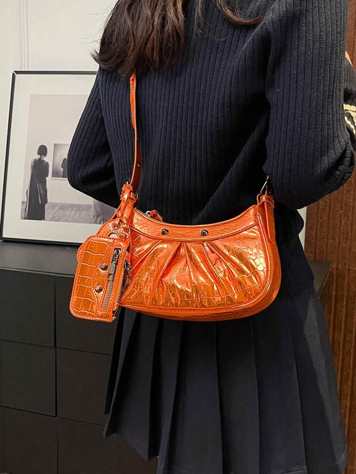 Dedoo In The Summer Of 2024, The New Drawstring Women's Bag Fashion Bucket Bag Rivet Motorcycle B... | SHEIN
