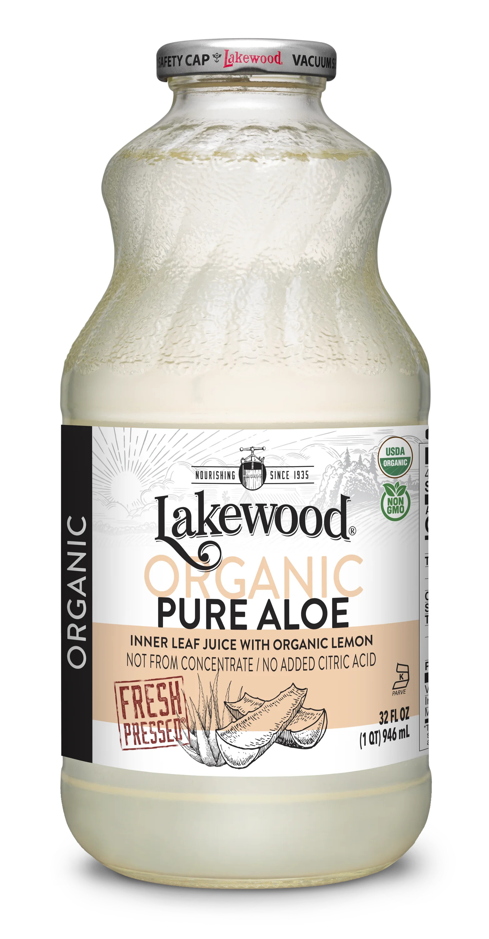 Lakewood Organic Pure Aloe Inner Leaf Juice with Organic Lemon, Not from Concentrate, Fresh Press... | Walmart (US)