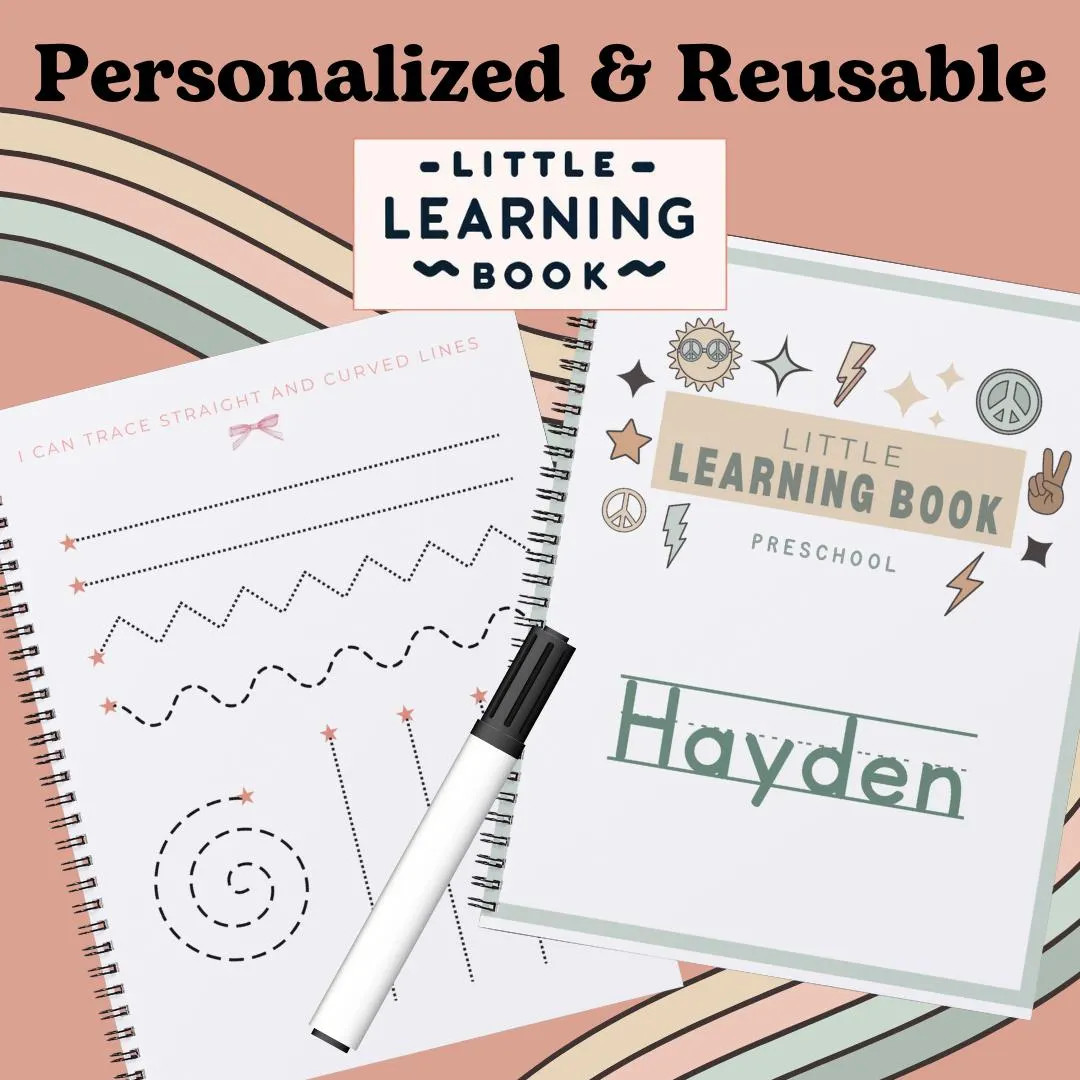 Preschool Personalized Learning Book Dry-erase Reusable Feelings, Math, Shapes, Phonics, Writing,... | Etsy (US)