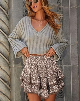 onlypuff Flowy Shorts for Women Ruffle Skorts Mini Skirts High Waisted Teen Gilrs Tennis Skort Su... | Amazon (US)